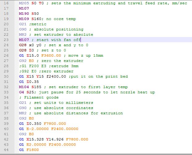 Custom G-code snippet
